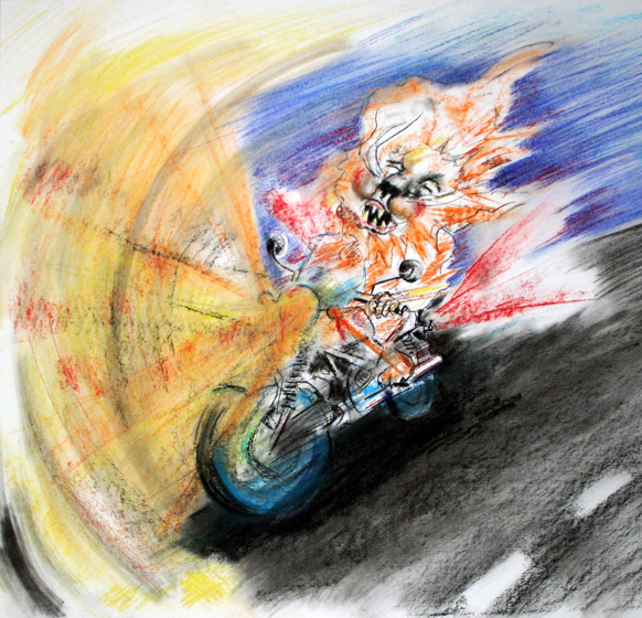 lion on motorbike
